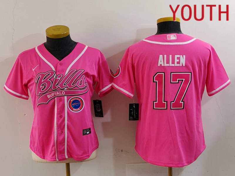 Youth Buffalo Bills #17 Allen Pink Joint Name 2024 Nike Limited NFL Jersey style 9122->youth nfl jersey->Youth Jersey